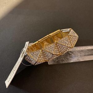 Amrita Singh Gold Enamel Stretch Statement Bracelet